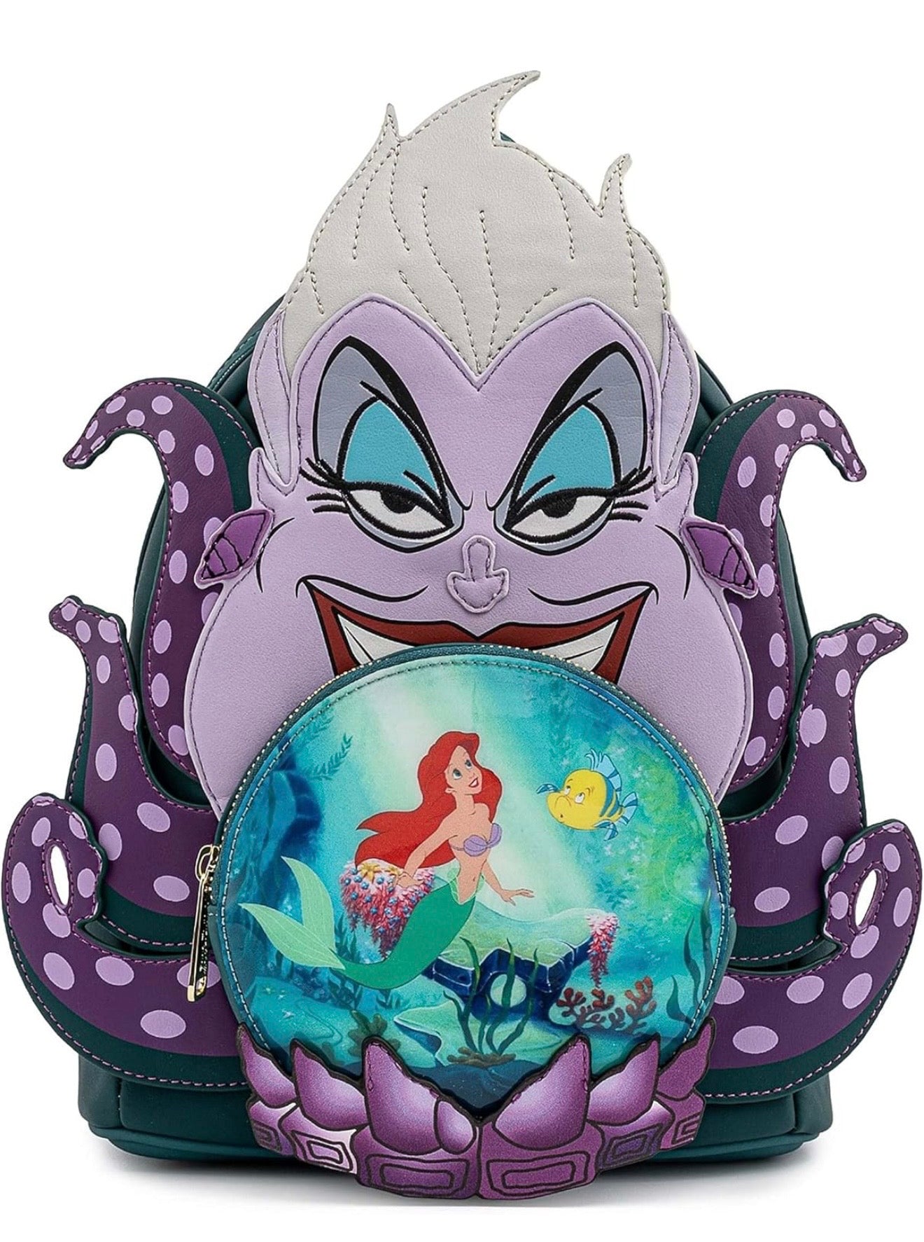 Loungefly Mini Backpack — Ursula Holding Crystal Ball with Ariel & Flounder | The Little Mermaid Disney