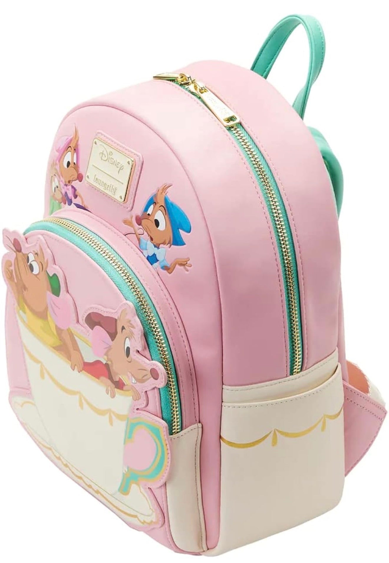 Disney Loungefly Cinderella Mice Mini Backpack – Cute Pink Gus Gus & Jaq Teacup Bag Gift for Women & Girls