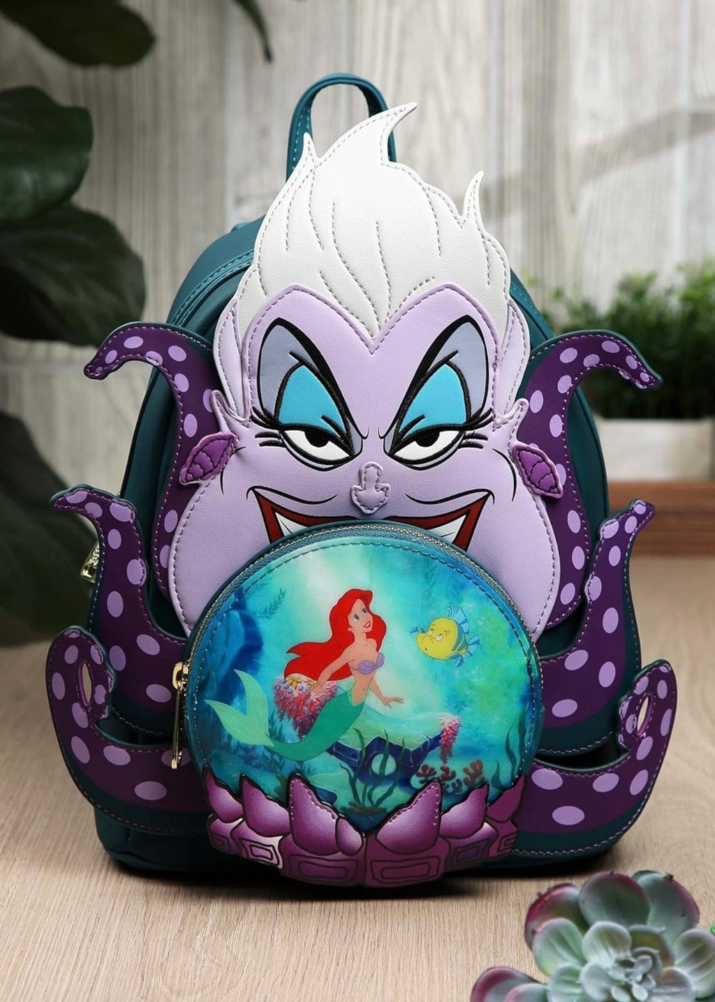 Loungefly Mini Backpack — Ursula Holding Crystal Ball with Ariel & Flounder | The Little Mermaid Disney