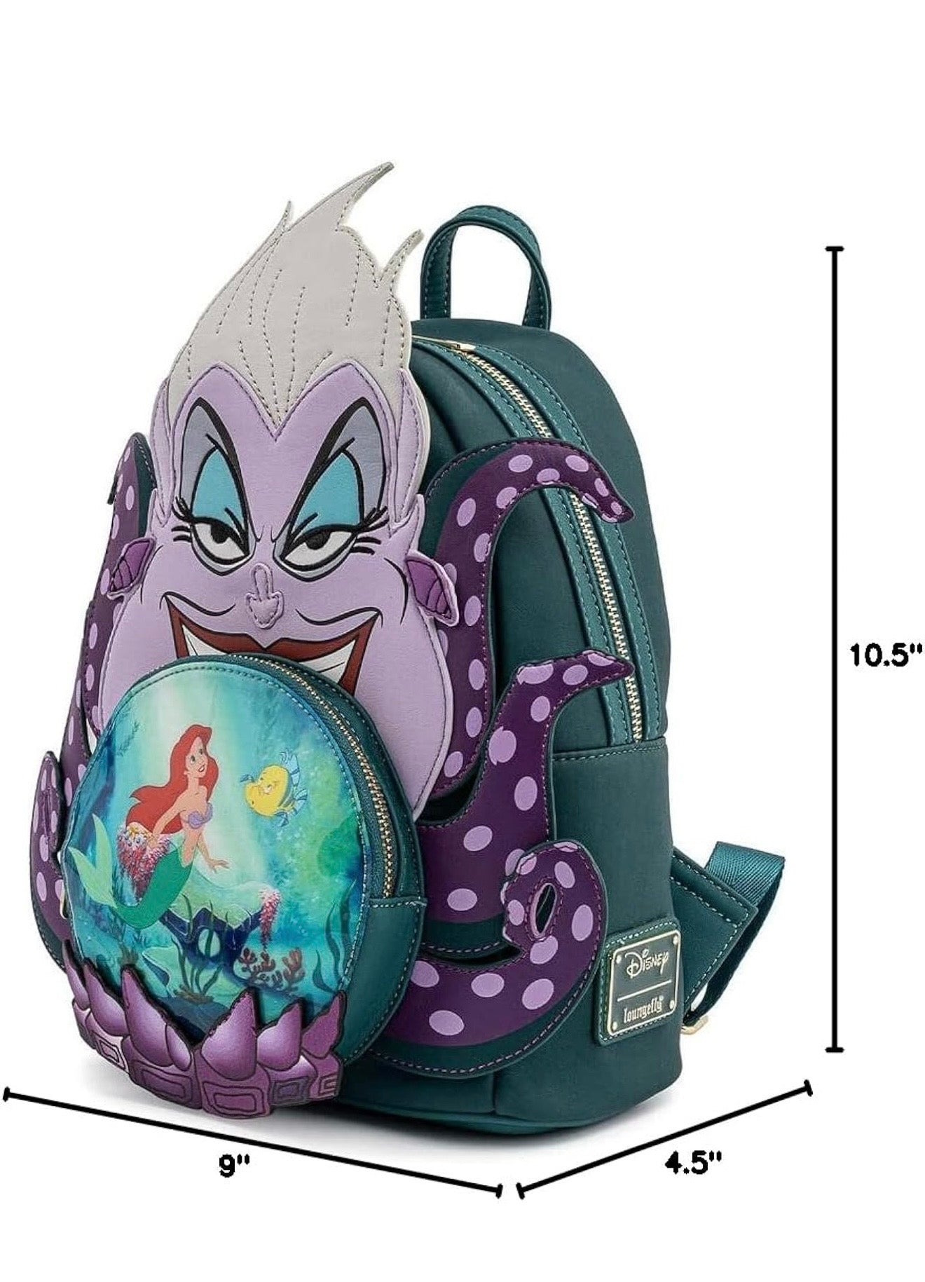 Loungefly Mini Backpack — Ursula Holding Crystal Ball with Ariel & Flounder | The Little Mermaid Disney