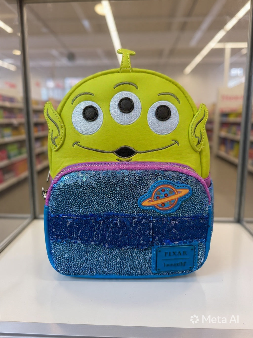 Disney Pixar Alien Loungefly Mini Backpack – Toy Story 3-Eyed Alien Sequin Bag, Cute Kids & Women Backpack